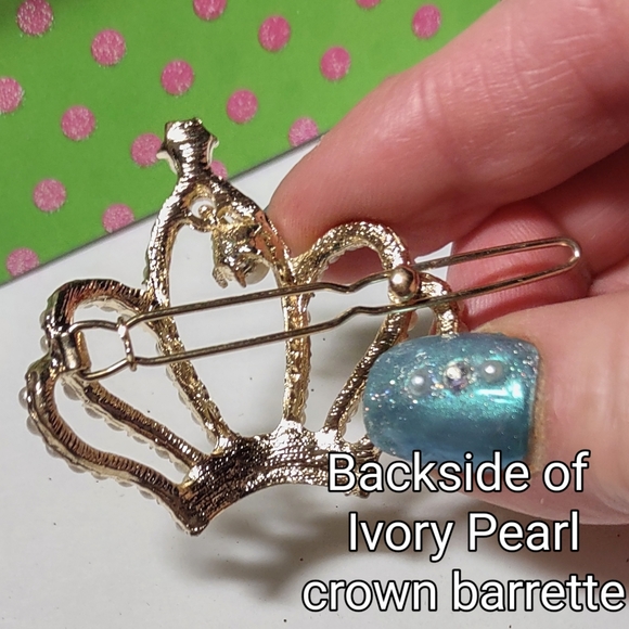 Pearl & Crystal Bling Crown Barrettes - Picture 14 of 15